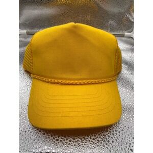 KC Trucker Hat Mens OSFA Yellow Braided Rope Mesh Snapback Blank Vintage Style